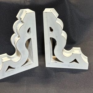 Pair of Distressed White Wood Corbels Rustic Farmhouse ~ 8" x 6" x 2"